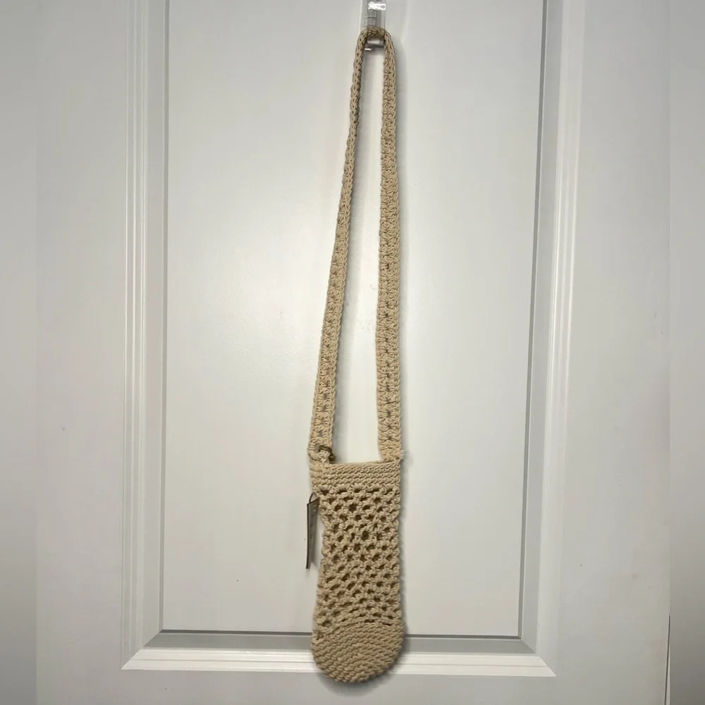 crocheted crossbody phone bag neutral color